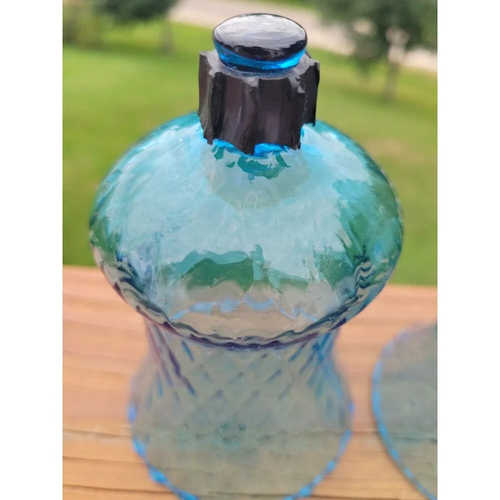Vtg Homco Set of 2 Glass Votive Sconce Cup Candle Holder Peg Blue Cottagecore - Picture 4 of 7